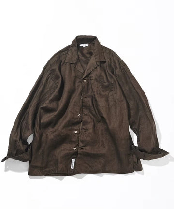Linen Open Collar Long Sleeve Shirt