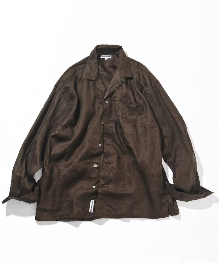 Linen Open Collar Long Sleeve Shirt