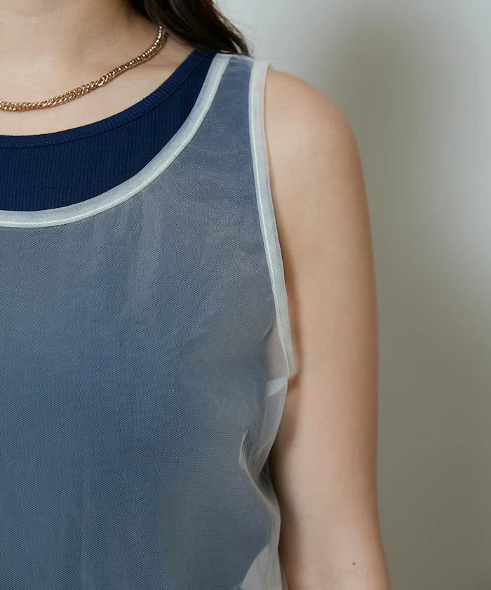 <Set Item> Tulle Layered Tank Top Limited Edition