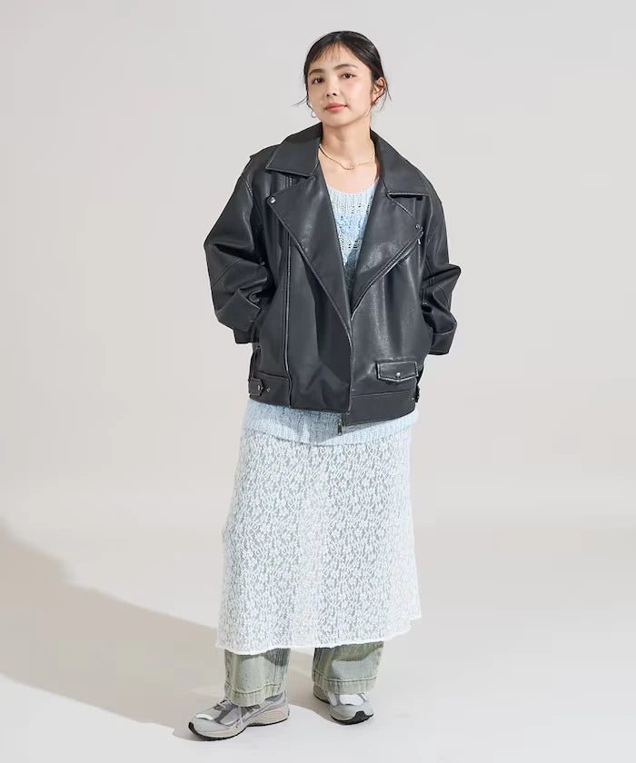 Vintage-Like Leather Double Riders Jacket