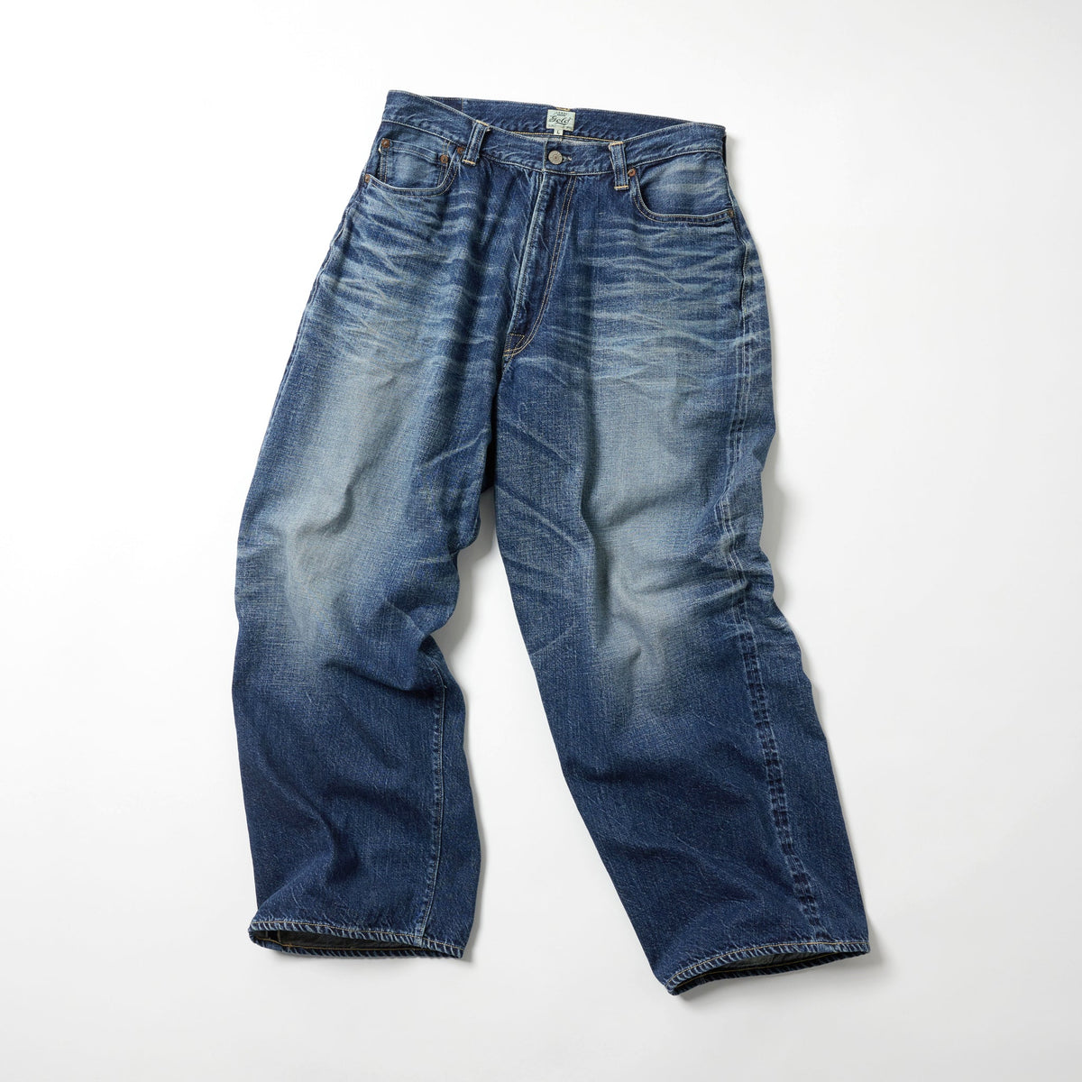 GL42621H / RECYCLED WASTE SUVIN COTTON YARN 11.5oz. DENIM 5POCKET WIDE PANTS VINTAGE WASHED