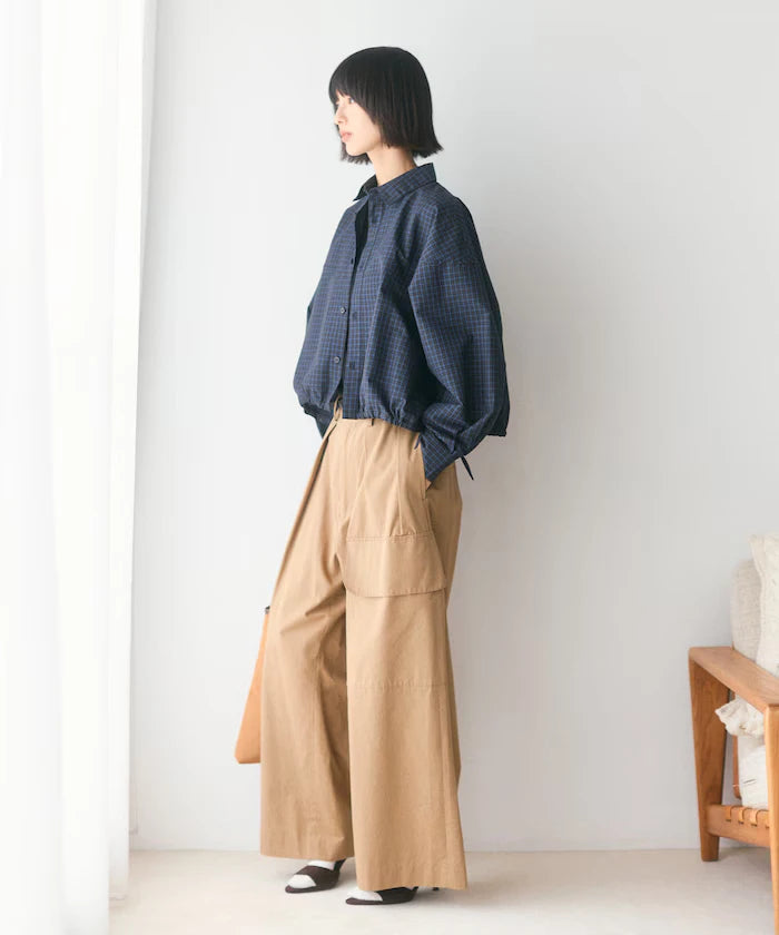 Hem Code Switch Short Length Long Sleeve Shirt