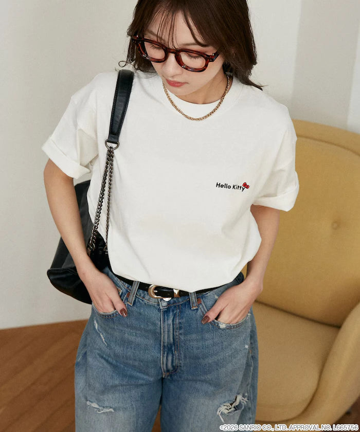 "HELLO KITTY" ID Photo style back print T-shirt limited edition