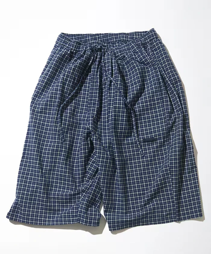 Indigo Madras Check Cropped Easy Pant