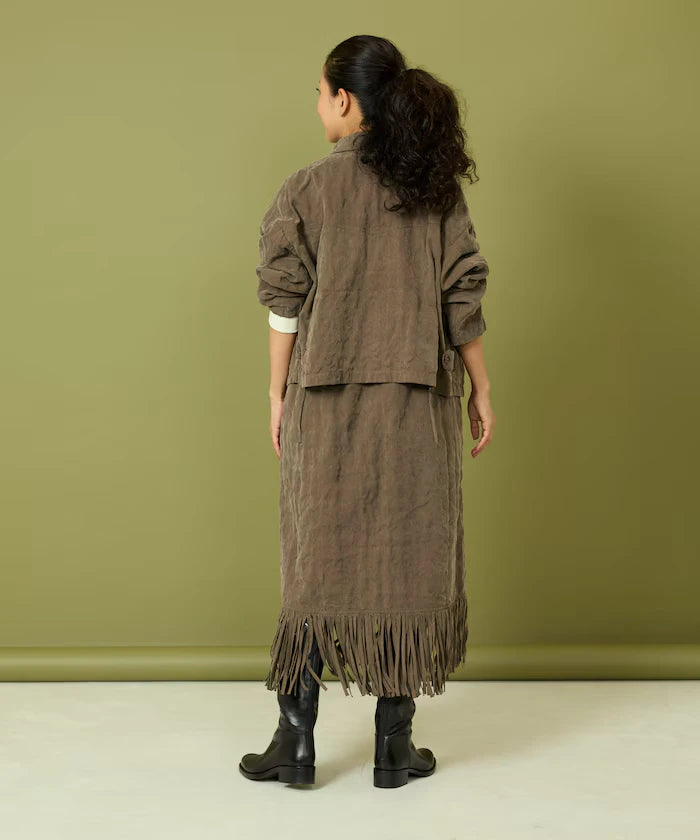 Fade-Processed Fringe Mini Dress