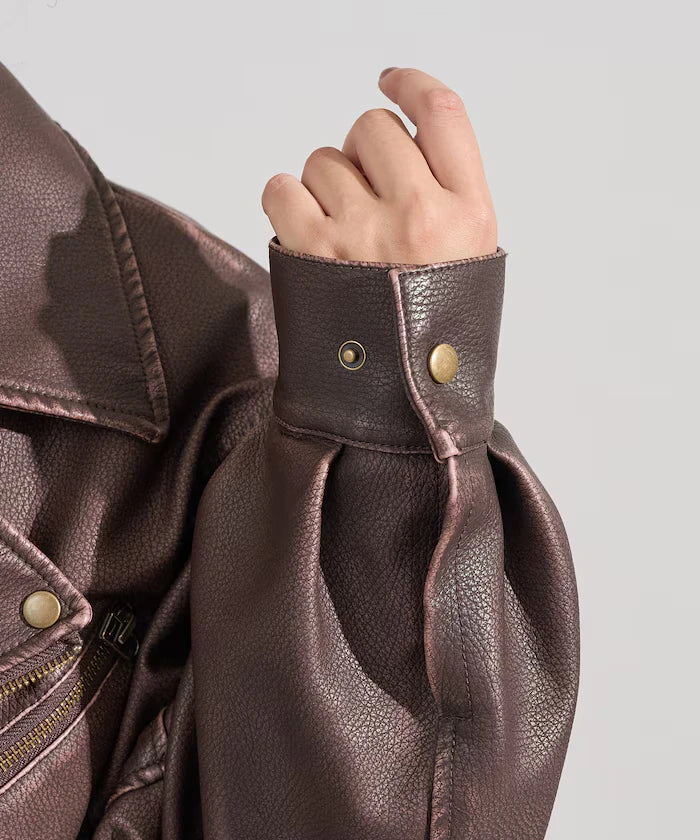 Vintage-Like Leather Double Riders Jacket