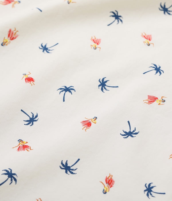 COTTON TWILL REGULAR COLLAR SHIRT “HULA & PALM TREE”