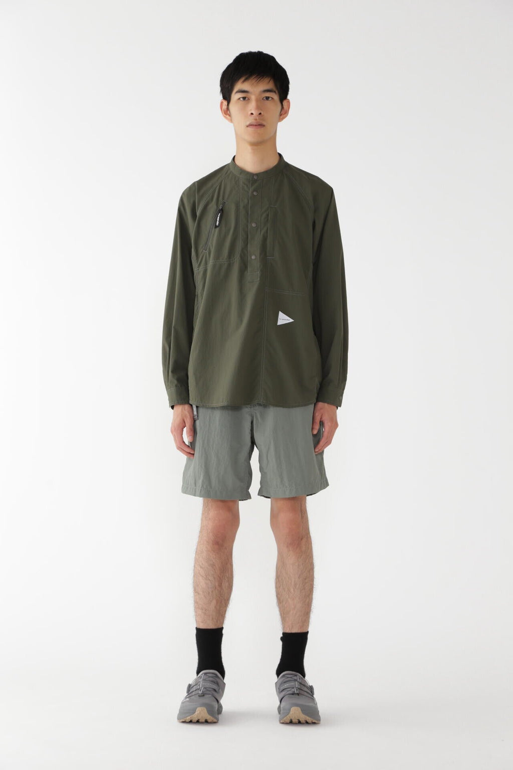 stretch rip band collar shirt