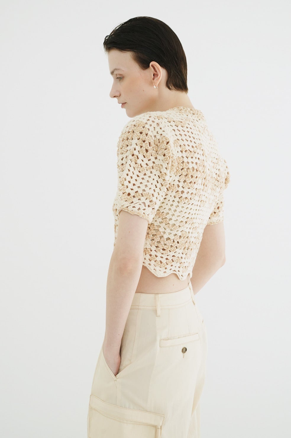 MALL BORDER HAND CROCHET KNIT CARDIGAN