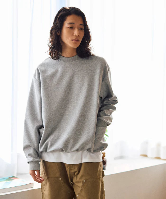 <New Color Added> Side Pocket Spindle Cardboard Crew Neck Sweatshirt