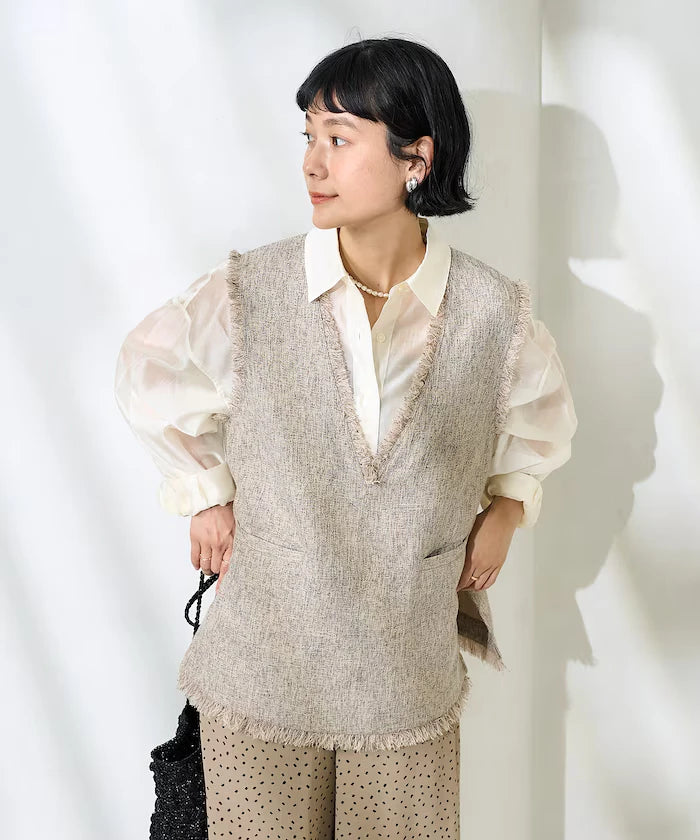V-Neck Summer Tweed Vest