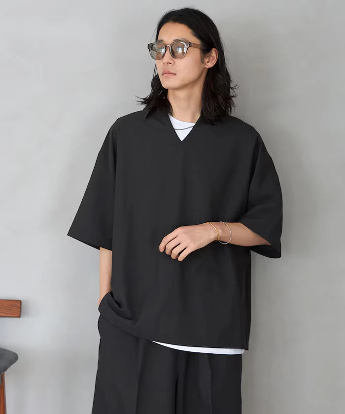 Functional Fabric Pullover Short Sleeve Shirt Set 3-piece Set / Washable / UV Cut / Quick Dry / Cool Touch