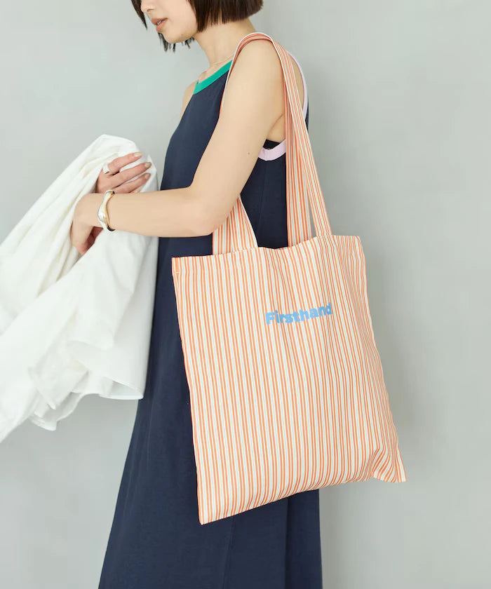 Stripe Print Canvas Tote Bag