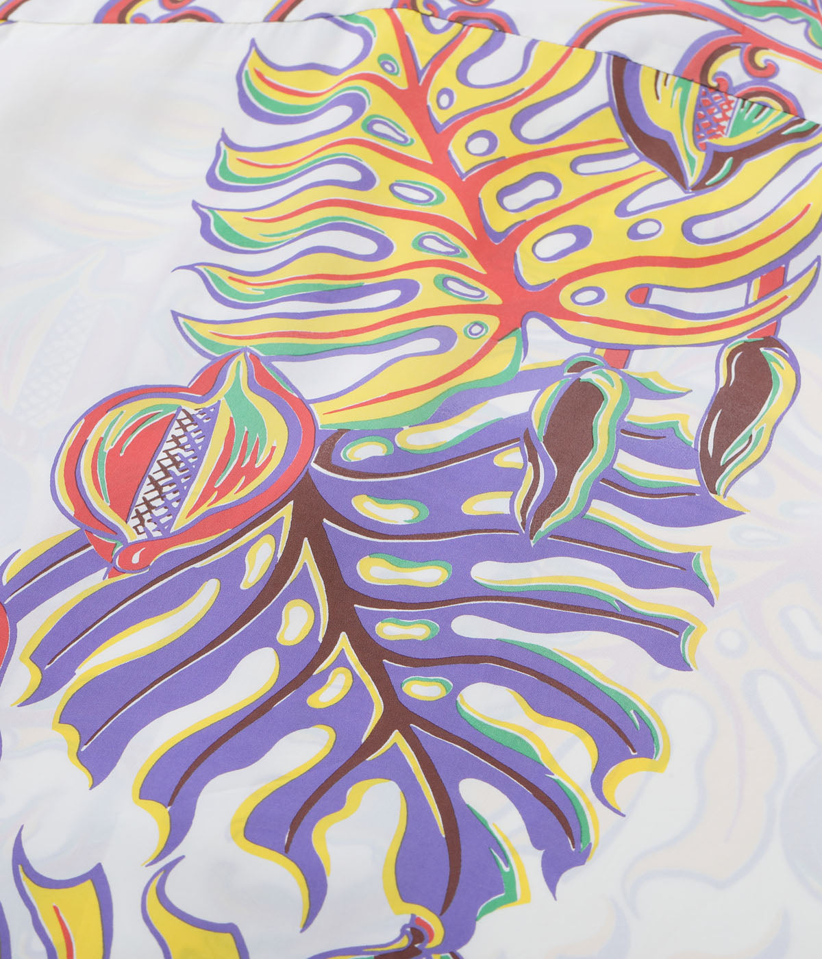 Rayon Hawaiian Shirt Monstera Border
