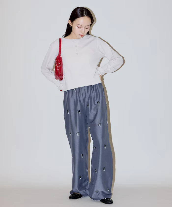 Mini Waffle Henley Neck Cropped Long Sleeve T Limited Edition