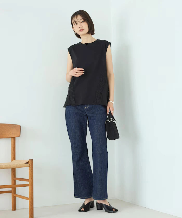 Organic Cotton Tulle Lace Docking Top