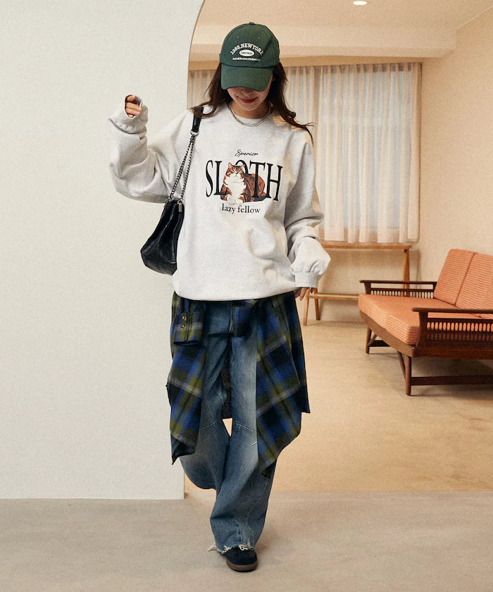 SLOTH Cat Fleece Lined Sweatshirt Limited Edition
