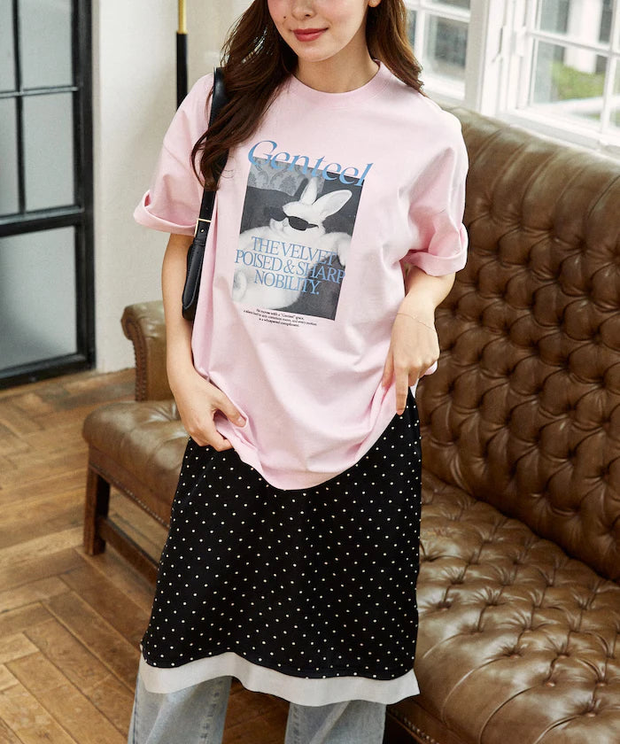 <Functional Material> Genteel Rabbit Print T-Shirt Limited Edition