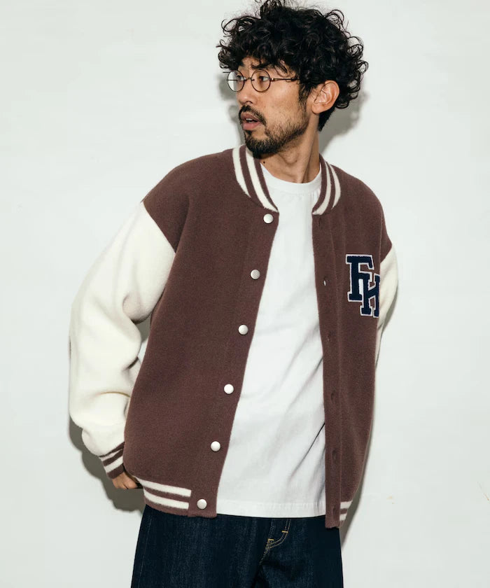 Relaxed Fit Logo Knit Varsity Jacket