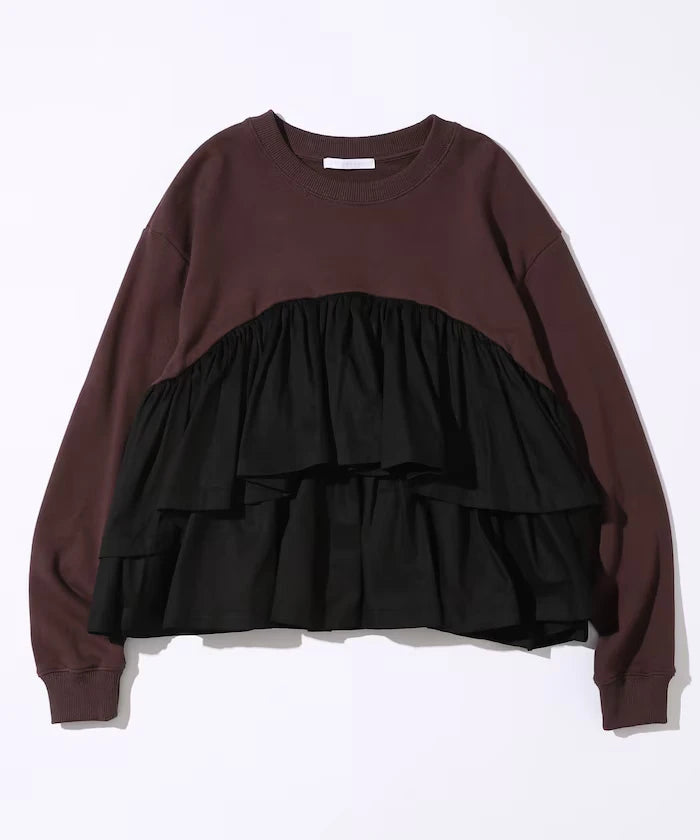 Organic Cotton Docking Frill Sweat / Relaxed Fit / Backed Sweat