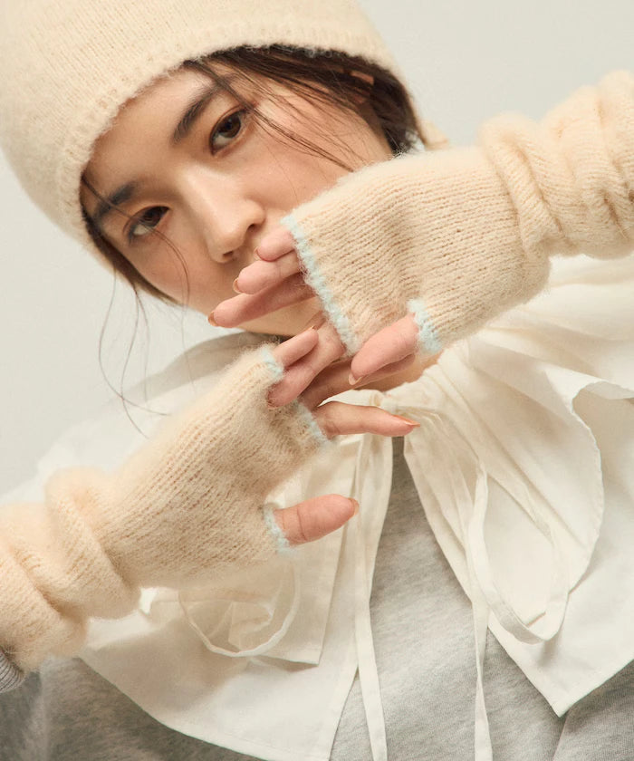 Alpaca Blend Bicolor Knit Gloves