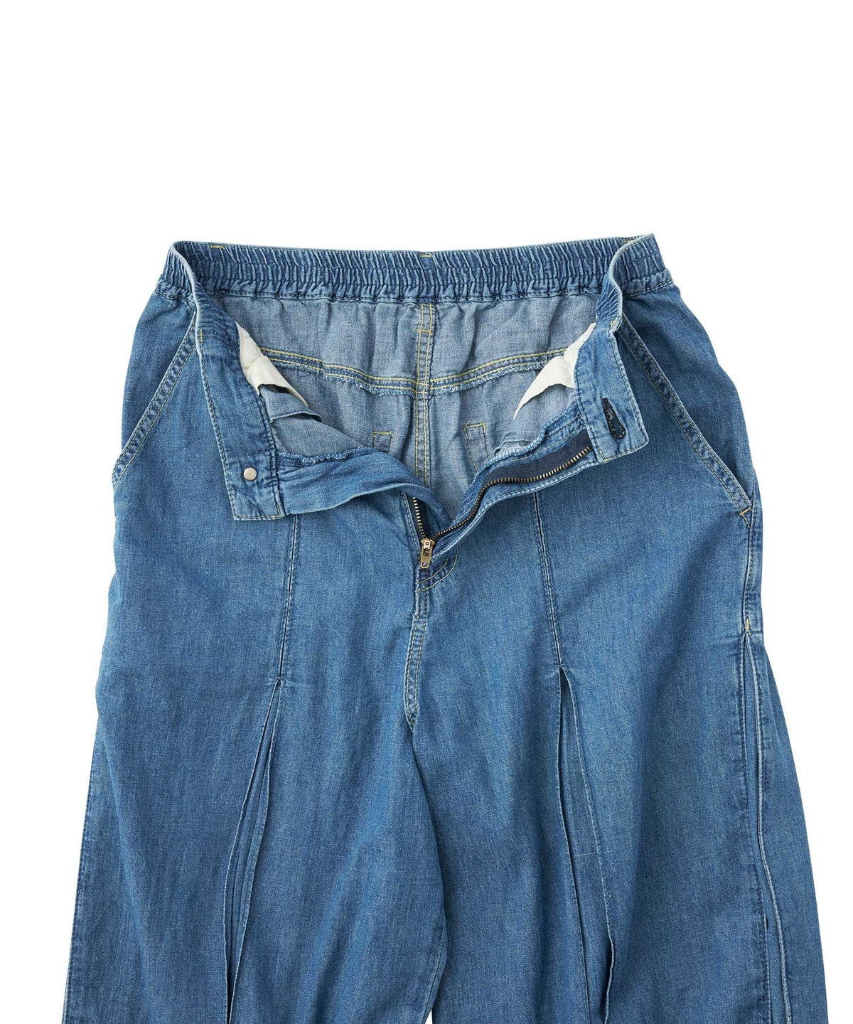 Cotton Linen Denim Tuck Pants