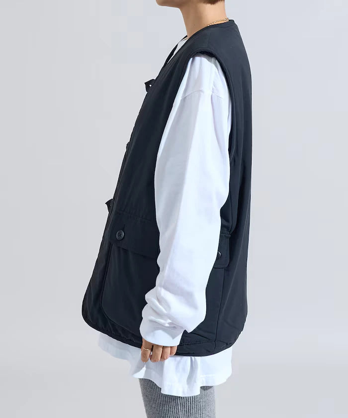 Cotton Nylon Twill Reversible Boa Vest