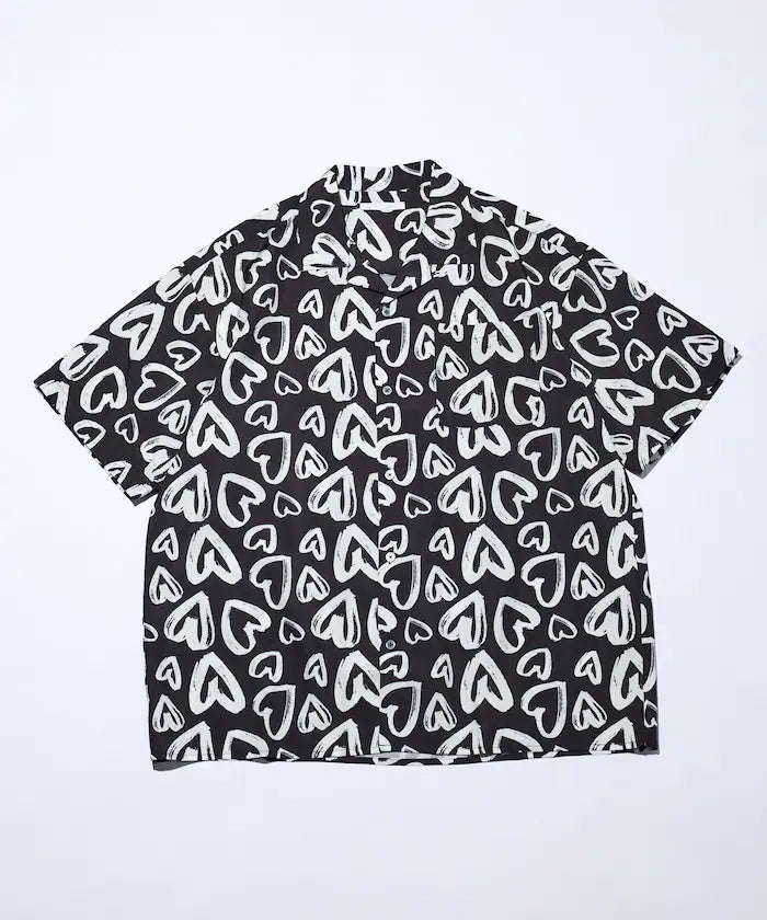 Open Collar Pattern Short Sleeve Shirt