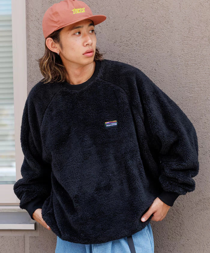 Relaxed Fit Raglan Sleeve Shaggy Fleece Pullover