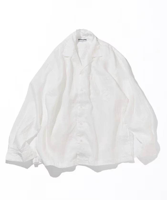 Linen Open Collar Long Sleeve Shirt