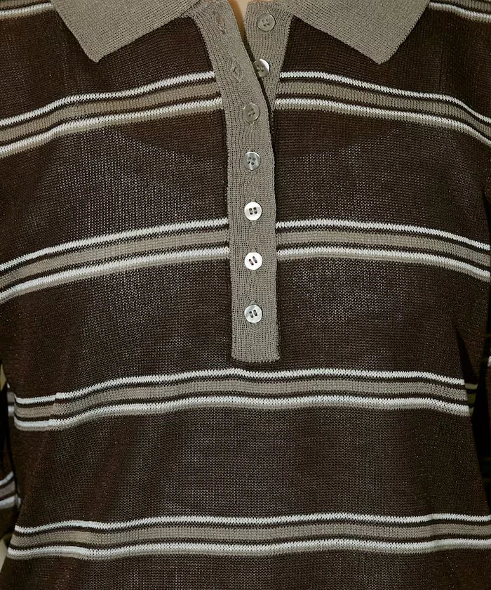Sheer Border Short Sleeve Polo Summer Knit Limited Release