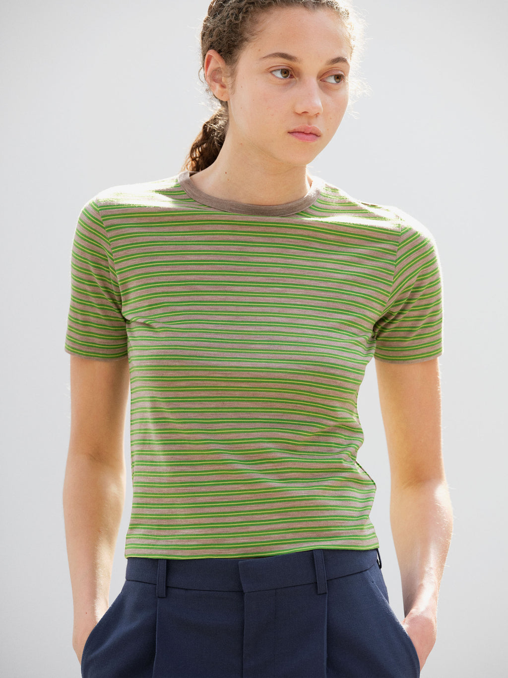 SOFT SMOOTH WOOL STRIPE JERSEY TEE