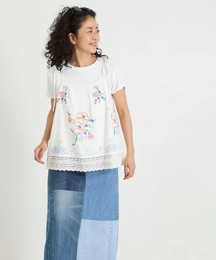 India Shoulder Ribbon Embroidered Remake Style Camisole