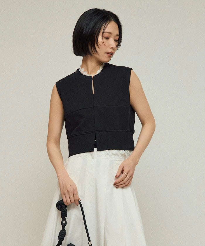 Organic Cotton Lace Sweat Vest / Lined Sweat