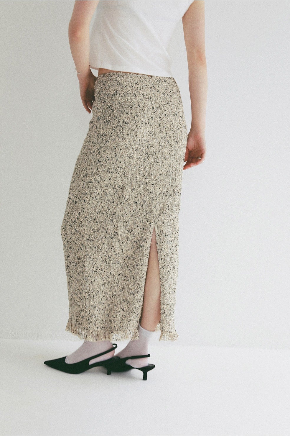 MIX MESH GATHER SKIRT
