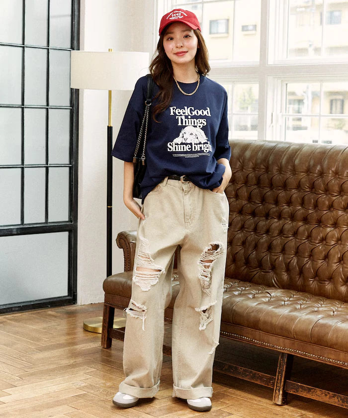 <Functional Material> Shime Bright Dog Print T-shirt Limited Edition