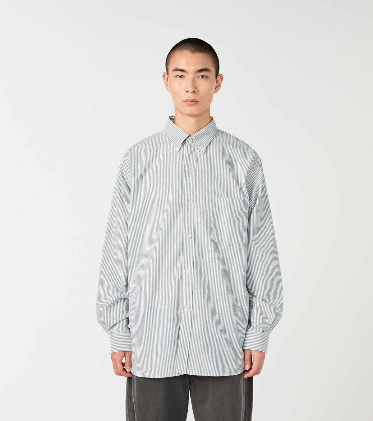 Button Down Stripe Wind Shirt
