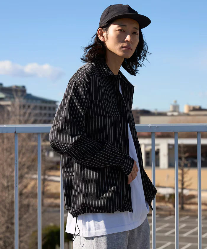 Stripe Shirt Blouson / Setup Compatible / Layer / Relaxed Fit