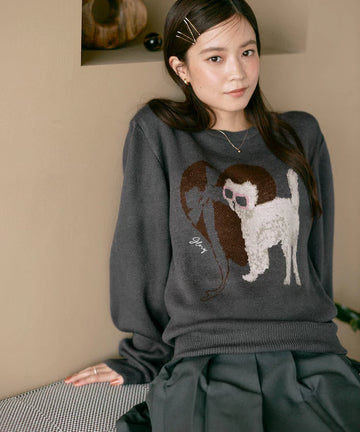 Sweat-like Animal Jacquard Knit
