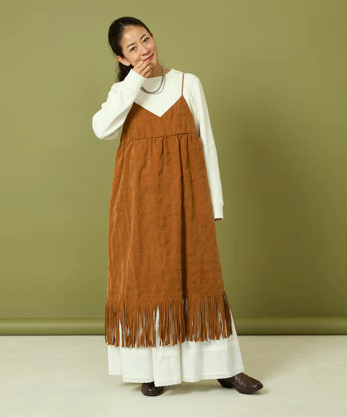 Fade-Processed Fringe Mini Dress