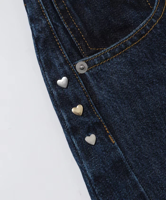 Heart Studs Curvy Denim / Wide Silhouette