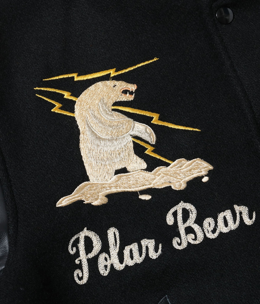 30oz. WOOL MELTON AWARD JACKET “POLAR BEAR” (BLACK)