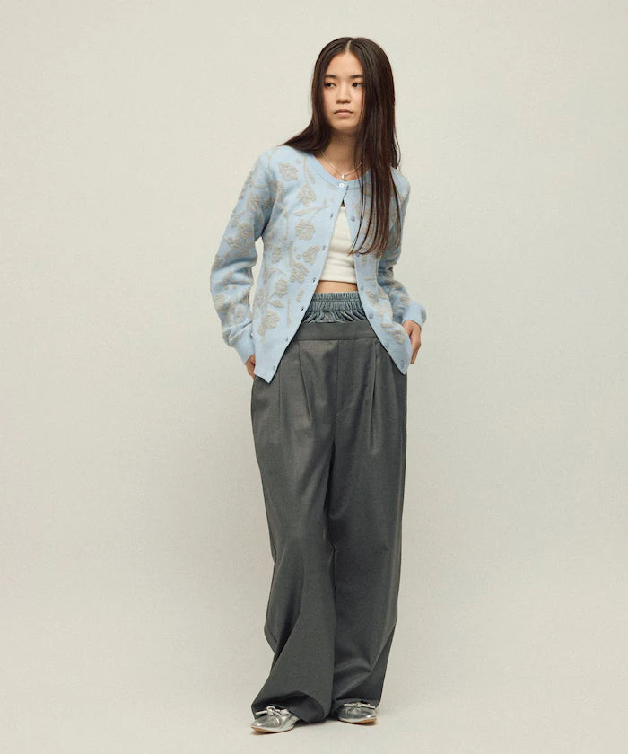 Flower Jacquard Knit Cardigan