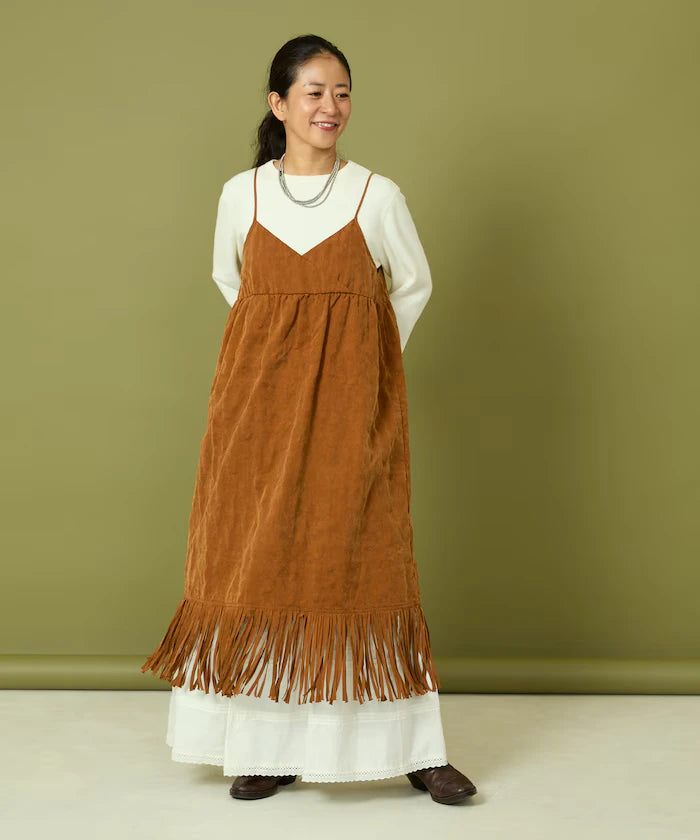 Fade-Processed Fringe Mini Dress