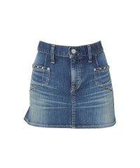 Back Lace-Up Micro Mini Denim Skirt
