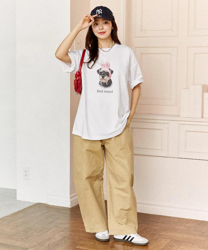 <Functional Material> Bad Mood Dog Print T-Shirt Limited Edition