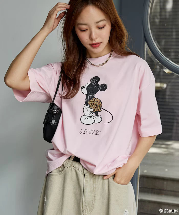 <Functional Material>Mickey Mouse & Minnie Mouse/Face T-Shirt Limited Edition