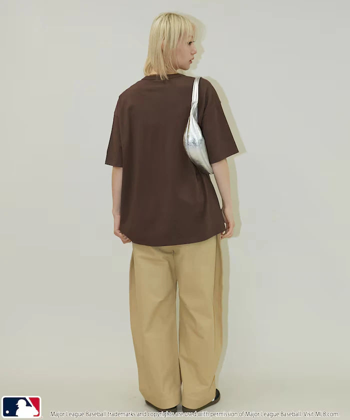 Limited Edition MLB Logo Print Henley Neck Oversized T-Shirt