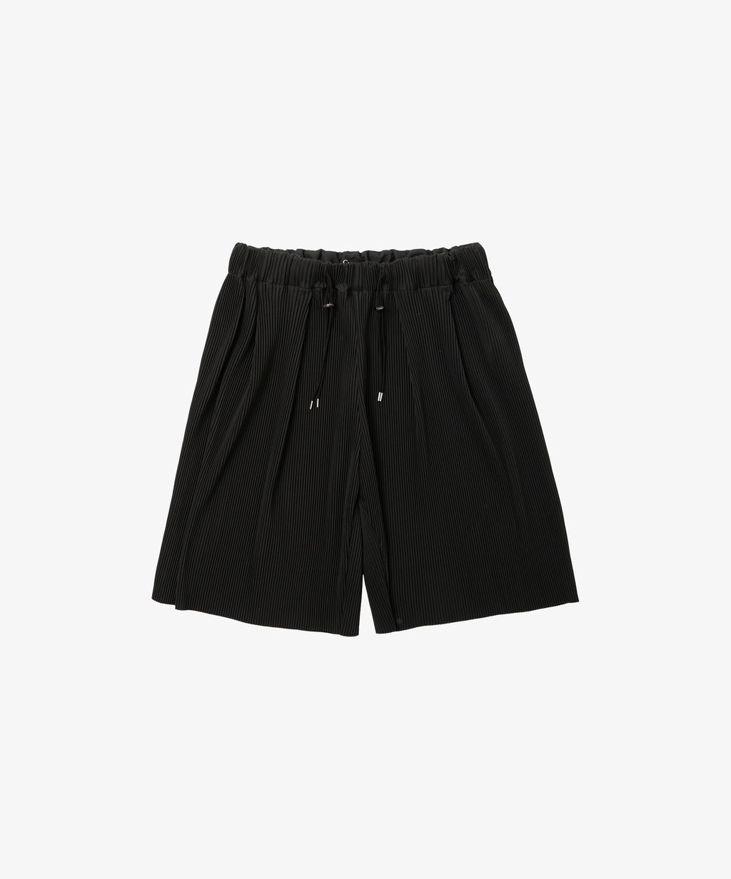 circular short pants pleats black with pockets