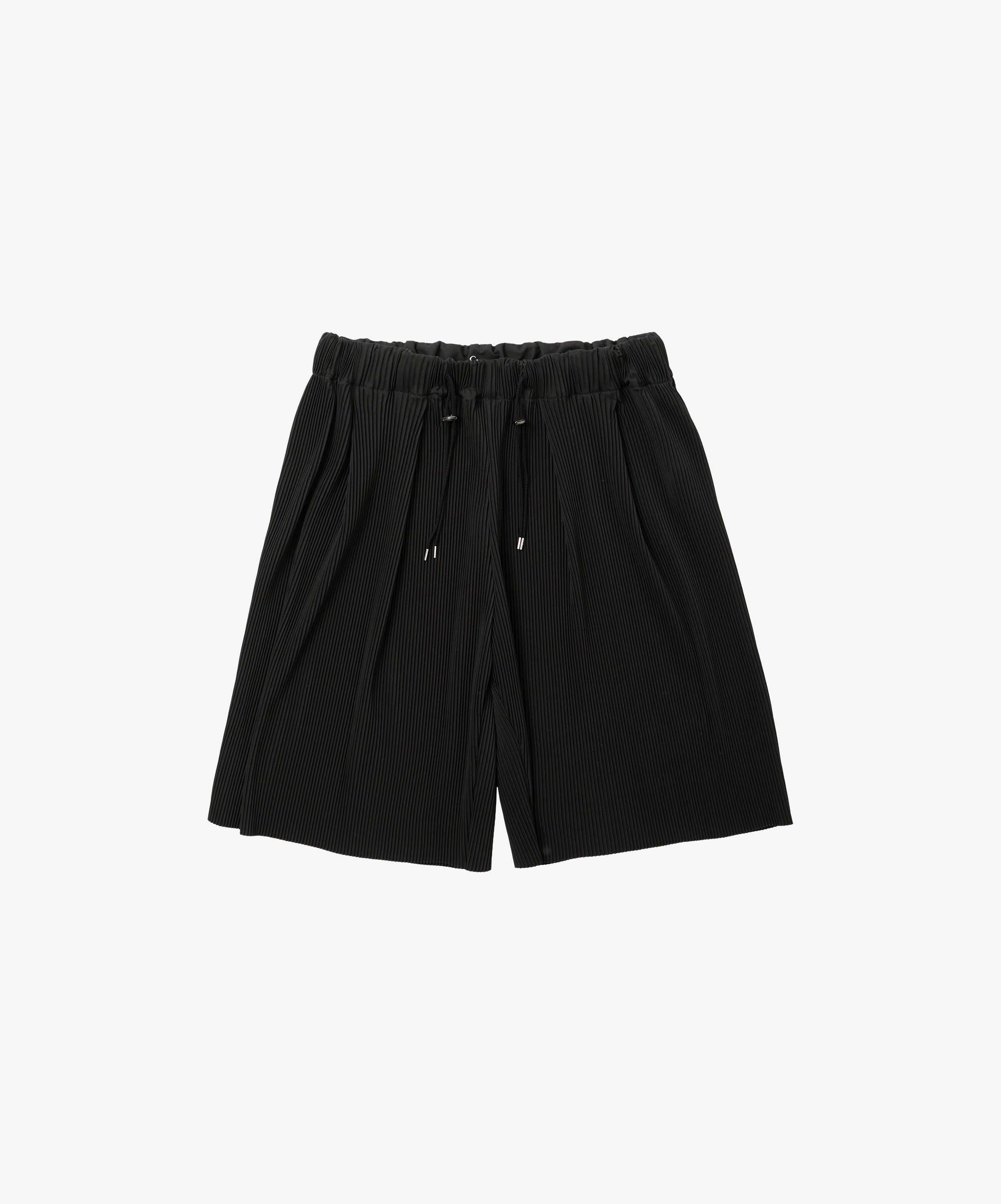 circular short pants pleats black with pockets